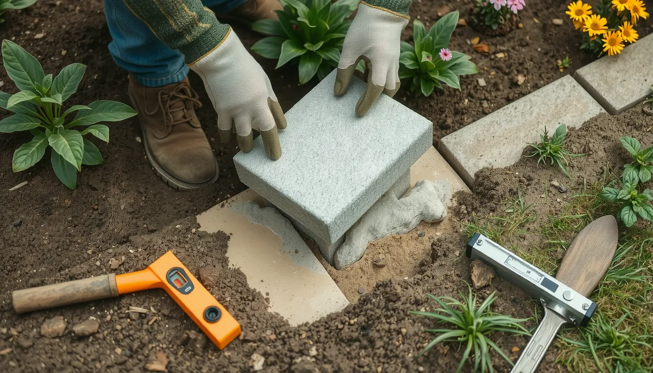 pose de bordure de jardin beton