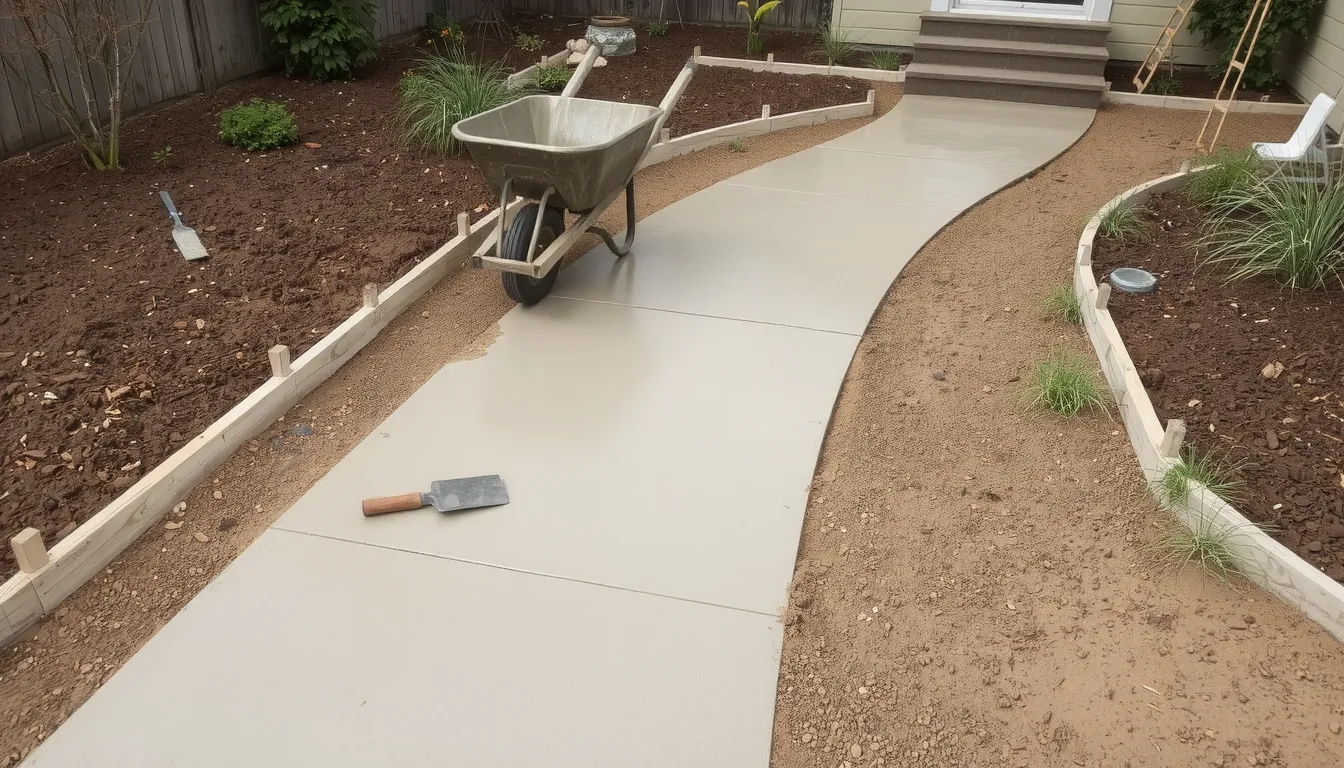 allée de jardin en béton